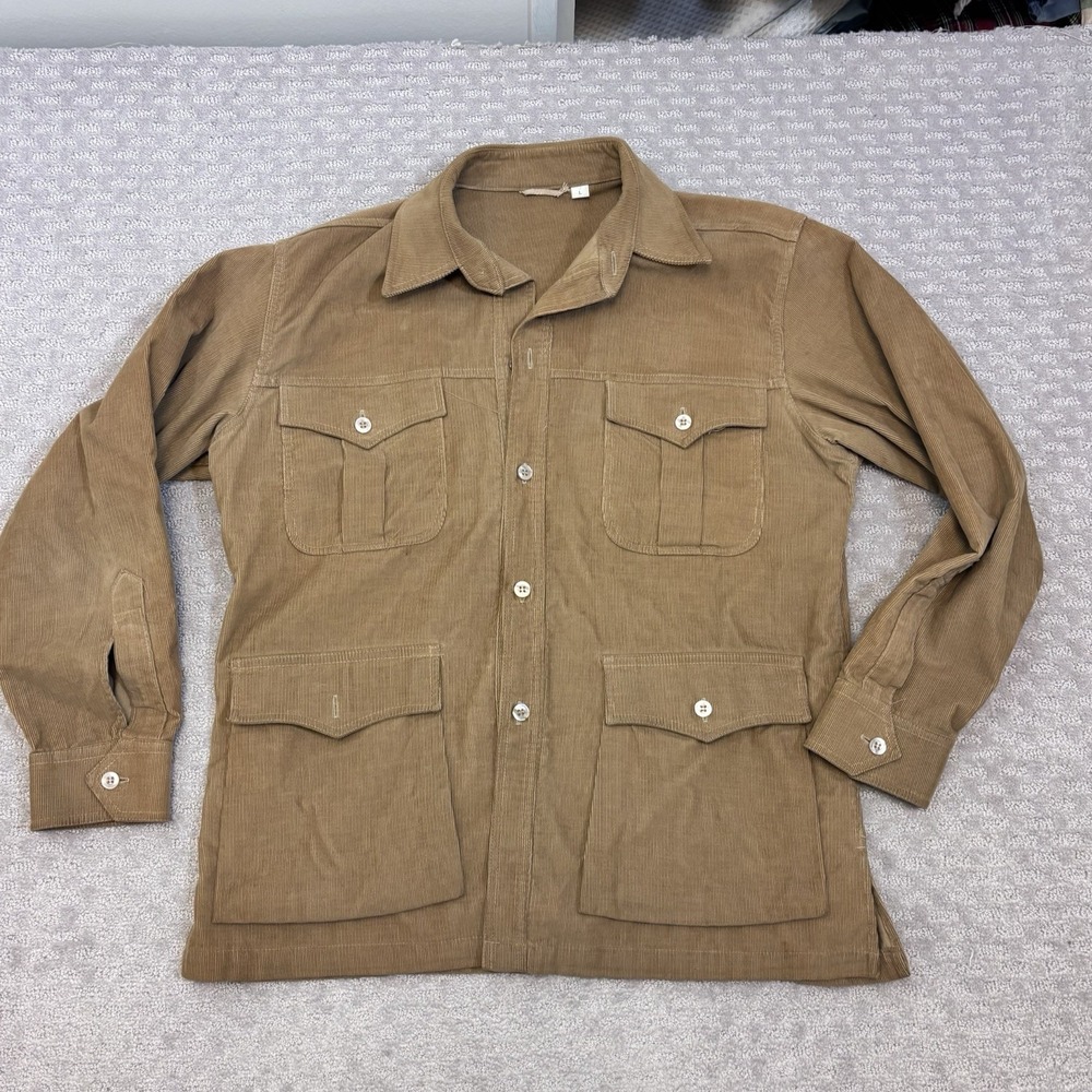 L.L. Bean Corduroy Shirt Blazer Jacket Long Sleeve Tan Vintage Freeport Maine